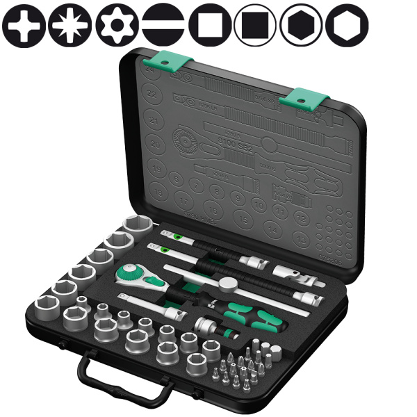 Набор с трещоткой WERA 8100 SB 2 Zyklop Speed DR 3/8", 43 пр. WE-003594