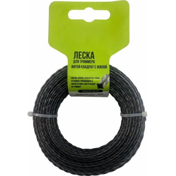Леска триммерная SNIRREX "Витой квадрат" с жилой (двухкомпонентная усиленная) 2,4мм х 15м 15-01-027 в Екатеринбурге