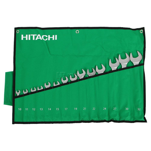 Набор ключей комби "HITACHI" 14 предметов 10-15,17,19,21,22,24,27,30,32 мм.  НТС-774018