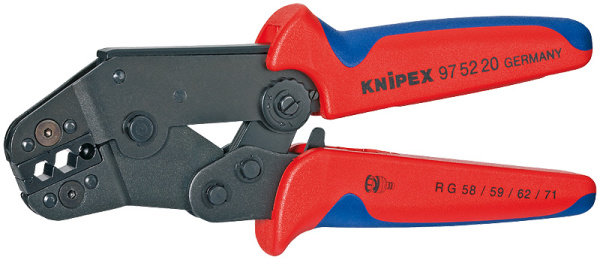 Пресс-клещи KNIPEX укороченные под коаксиальные штекеры BNC и TNC RG 58, 59, 62, 71, 223, кол-во гнёзд: 3 KN-975220 в Екатеринбурге 