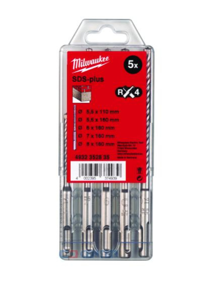 Набор буров SDS+ Milwaukee MX4 в кейсе (5шт)