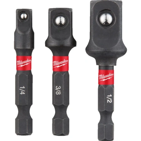 Набор переходников Milwaukee 1/4"HEX на 1/4"квадратный хвостовик, 3шт 4932479228