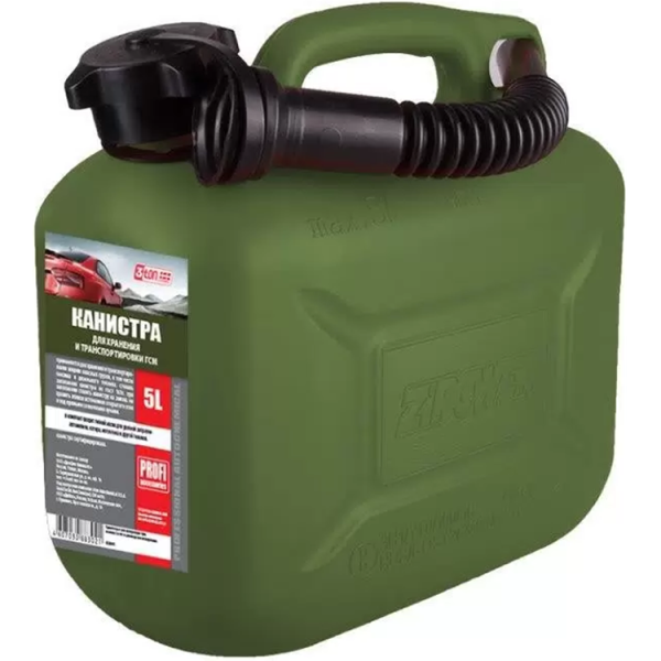 Канистра 3ton PROFI оливковая 5л  для топлива в комплекте с крышкой и лейкой 55330 в Екатеринбурге