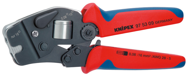 Пресс-клещи KNIPEX квадрат. обжим, самонастр., с торц. установкой, 1 гнездо, гильзы контакт. 0.08 - 10 + 1 KN-975309SB
