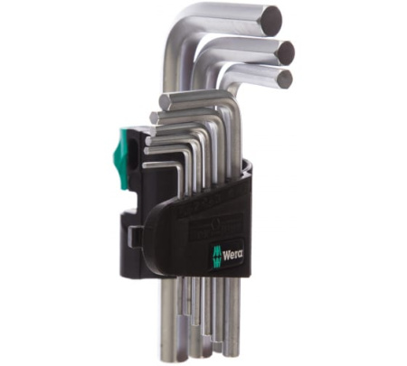 Набор Г-образных ключей Wera 950/9 SM N, хромированных, 9 пр., 1.5/2/2.5/3/4/5/6/8/10 мм WE-021406 в Екатеринбурге 