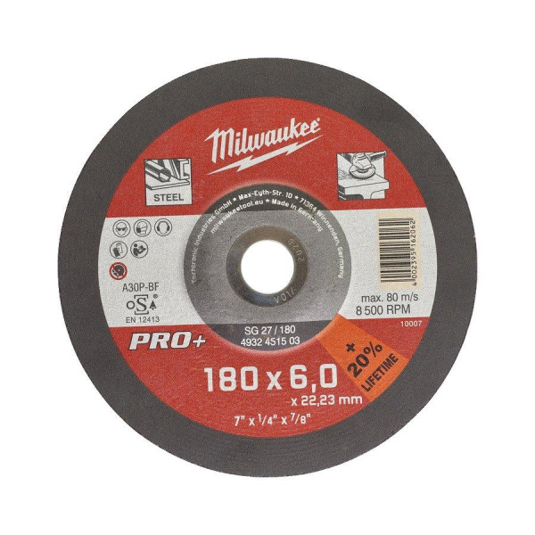 Шлифовальный диск Milwaukee по металлу SG 27/180х6 PRO+ 1шт