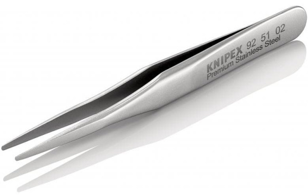 Минипинцет KNIPEX прецизионный, нержавеющая сталь, 70 мм, гладкие прямые игловидные губки, ширина наконечников: 0.18 мм KN-925102 в Екатеринбурге 
