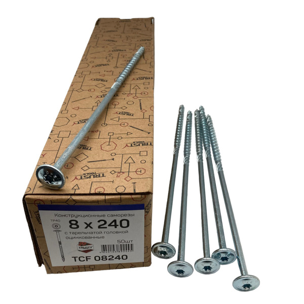 Саморезы конструкционные тарельчатые TRUSTY TCF 8х240 50 шт  TCF08240 в Екатеринбурге