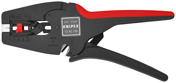 MultiStrip 10 стриппер автоматический KNIPEX зачистка: d 0.03 - 10 мм (AWG 32 - 7), рез кабеля: 1-ж KN-1242195SB в Екатеринбурге 