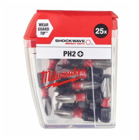 Набор насадок Milwaukee SHOCKWAVE PH2 25мм (25шт) 4932430853