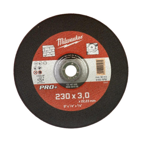 Отрезной диск Milwaukee по камню CC 42/230х3 PRO+ 1шт