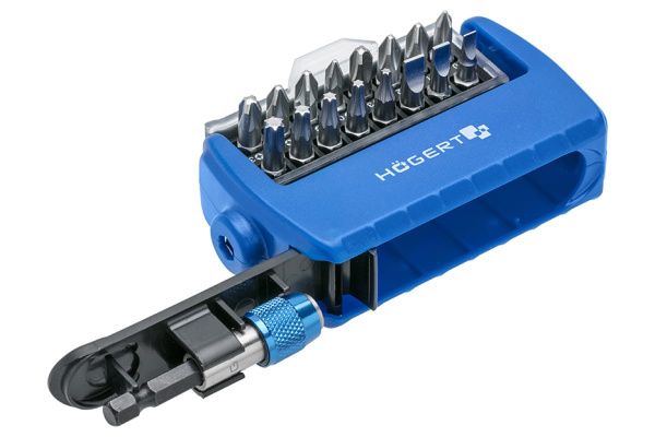 Набор бит HOEGERT с битодержателем 1/4" SL PH PZ Torx 17пр.  HT1S401
